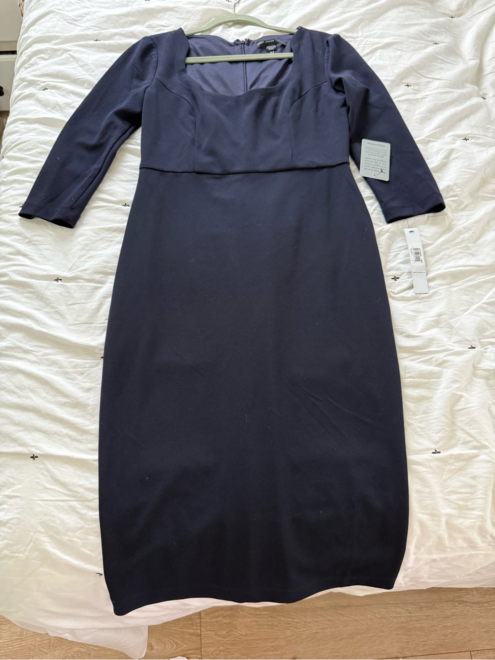 Maggy London Navy Square-Neck Midi Sheath Dress